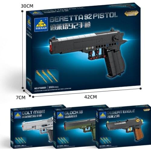 Building Blocks Pistol Desert Eagle Children Launch Small Particles Boys Assemble Kids Toys Building Blocks Military Brain Game