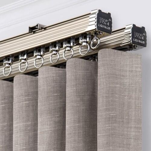Three Colors Option Aluminum Alloy Heavy Curtain Accessories Rail Tracks Side or Ceiling Mounted Customized Size