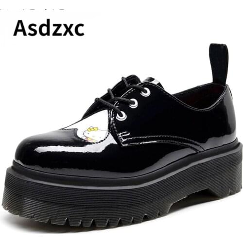 Spring Autumn Fashion New Women Platform Shoes Genuine Leather Casual Shoes Woman Flats Lace Up Oxford Shoes For Women Shoes