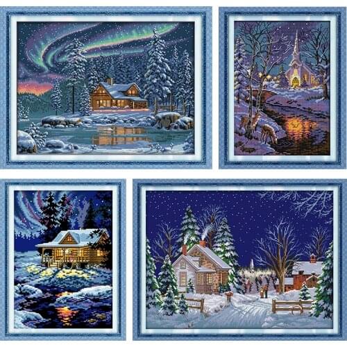 Cross Stitch Embroidery Needlework Set PatternsThe Aurora Borealis Counted Printed 11CT 14CT Handmade Stamped Fabric Gift Thread