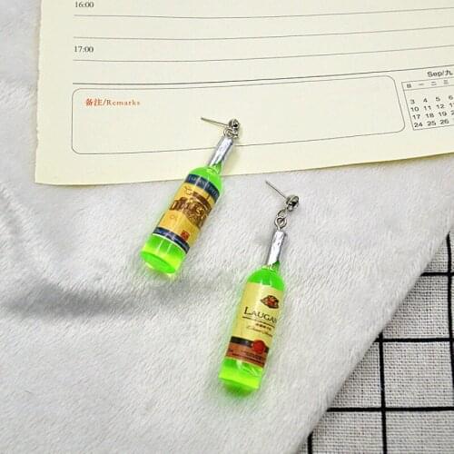 Funny Drinking Earrings Acrylic Creative Personality Simulation Resin Wine Bottle Jewelry Fashion Clear Glass Cocktail Wine Gift