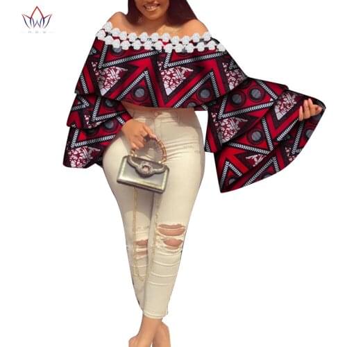 Africa Style Women Bat Shirt Tops Dashiki African Print Tops Shirt Flare Long Sleeve Women Clothing Multi Layer Coat WY7401