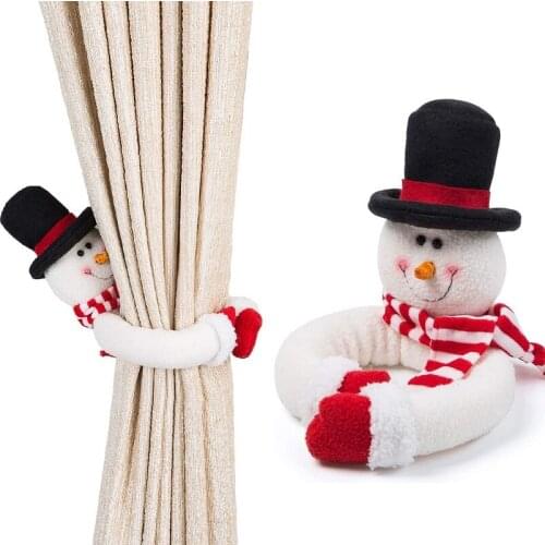 1PC Christmas Curtain Buckle Doll Snowman Creative Curtain Tieback Hold Back Fastener for Xmas Holiday Home Window Decorations
