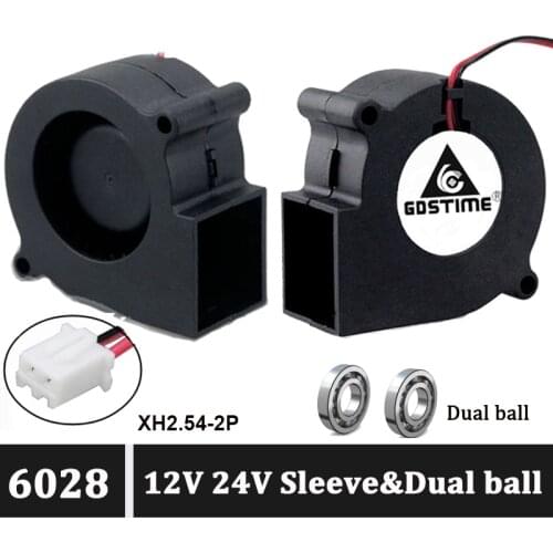 2PCS Gdstime DC Centrifugal Blower Fan 60mm 60x28mm 12V 24V Brushless Cooler 6028 6cm Double ball sleeve Heat sink Radiator
