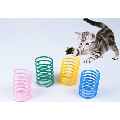 4pcs Kitten Cat Toys Wide Durable Heavy Gauge Cat Spring Toy Colorful Springs Cat Pet Toy Coil Spiral Springs Pet