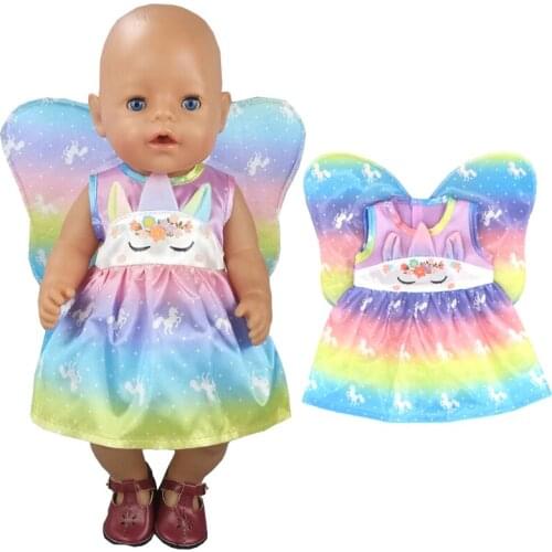 40cm baby doll clothes beautiful rainbow dress 18 inch girl doll dress children toys wears