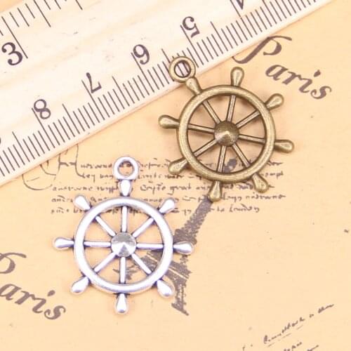 48pcs Jewelry Charms ships wheel helm rudder 28x24mm Antique Silver Plated Pendants Making DIY Handmade Tibetan Silver Jewelry