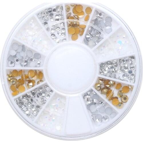 5 Sets Nails Decorations New Arrive Flatback Charms 3D Gold Silver Resin Wheel Nail Art Rhinestones Tips Make Up Stickers Tools