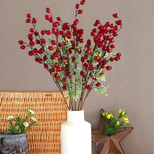5 Small Artificial Berries Red Flowers Simulation Fruit Christmas Decoration DIY Design Flower Home Room Decoration