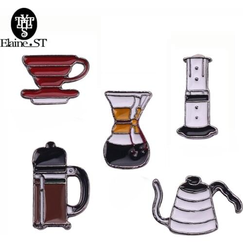 American coffee Aero Press Chemex Filter cup Brooch Collar Corsage Shirt Bag cap Jackets Pin Badge Fashion Gift