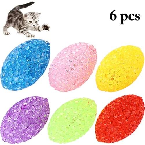 6pcs Cats Toys Ball with Bell Ring Playing Chew Rattle Scratch Plastic Ball Funny Interactive Cat Training Toys Pet Cat Supplies