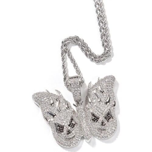 AITIEI Butterfly Pendant Necklaces For Women Characters Full Iced Out CZ Charms Chic Fashion Hip Hop Jewelry For Drop Shipping