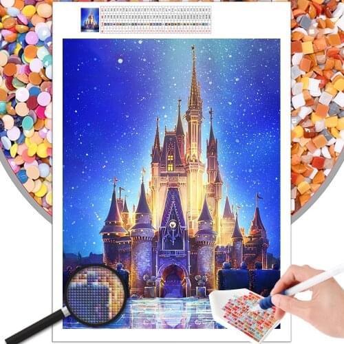 5D DIY Full Square Diamond Painting Mosaic Cartoon Castle Fantasy Disney Circle Embroidery Cross Stitch Home Decoration