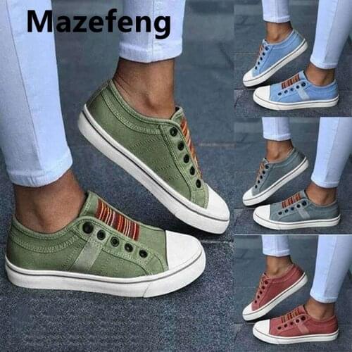 Mazefeng Brand Womens Flat Shoes Womens Casual Shoes Comfortable Denim Cnvas Shoes Lovers Casual Flat Shoes Sneakers Women