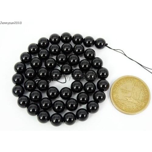 Grade AAA Natural Black Onyx Gems Stones 7mm Round Ball Spacer Beads 15.5'' Strand for Jewelry Making Crafts 5 Strands/Pack