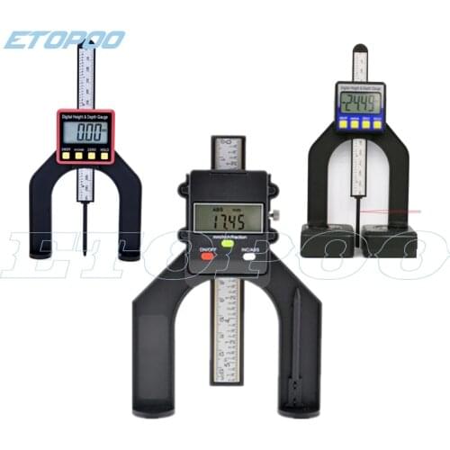 Digital Depth Gauge Tread Depth Gauge height caliper tester measure tool LCD Magnetic Self Standing Aperture 80mm Hand Routers