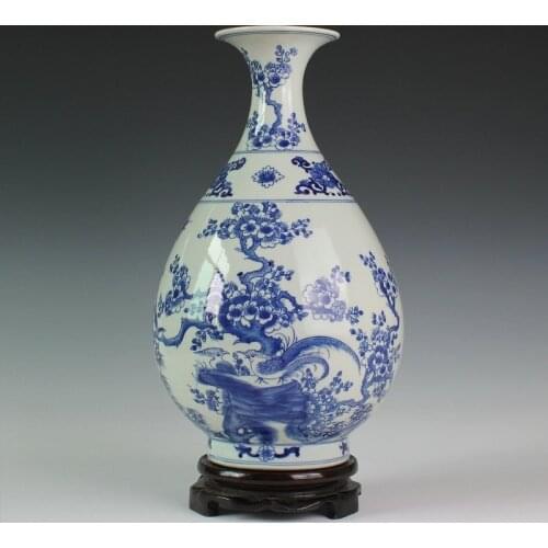 Jingdezhen ceramic hand painting vase blue and white porcelain blue and white vase bottle peony