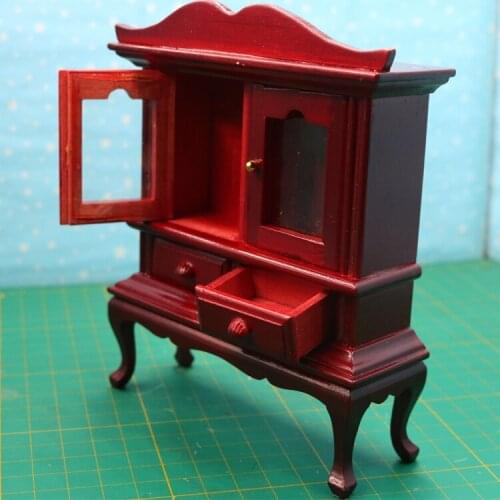 G07-X043 children baby gift Toy 1:12 Dollhouse mini Furniture Miniature rement Doll accessories wooden High cabinet D132 1pcs