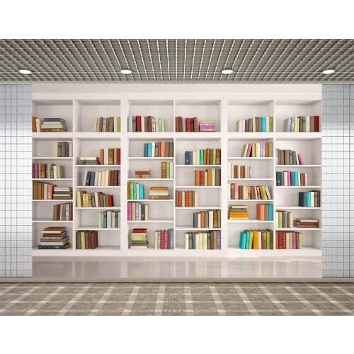 Bookshelf Backdrop Bookcase Backdrops Library Backdrop Office Backdrop for Video Conference Vintage Party Background Books
