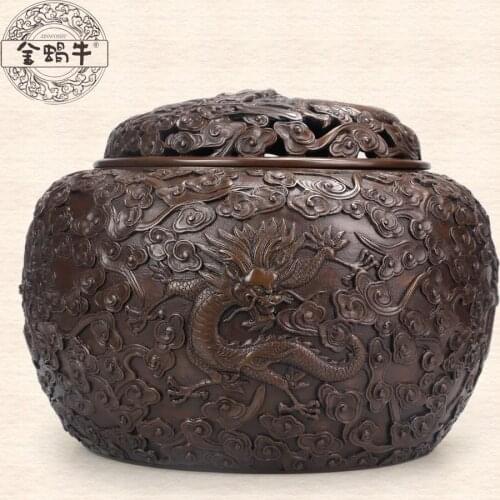 16 # wulong gold snail corrugated smoked smoked furnace manual pure copper has something enjoy the temple incense burner