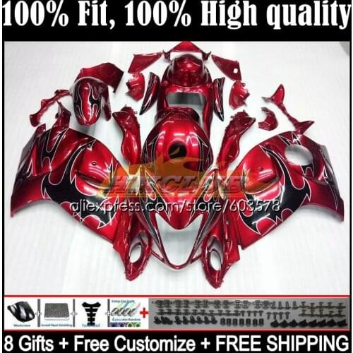 Injection For SUZUKI Hayabusa GSX-R1300 08 09 10 11 12 13 21CL.10 GSXR1300 CC 2014 2015 2016 2017 2018 2019 Fairing Black flames