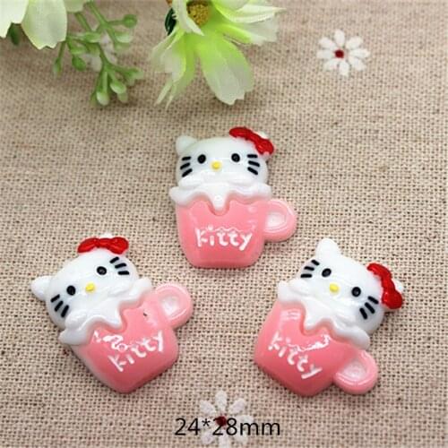 10pcs Cute Cartoon Pink Cup Resin Flatback Cabochon DIY Scrapbooking Decorative Craft Making,24*28mm