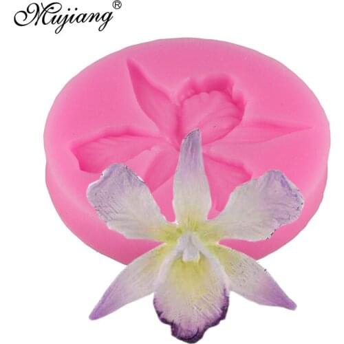 Beautiful Orchid Flowers Chocolate Cake Wedding Fondant Baking Decorating Tools Soap Molds Silicone Mould