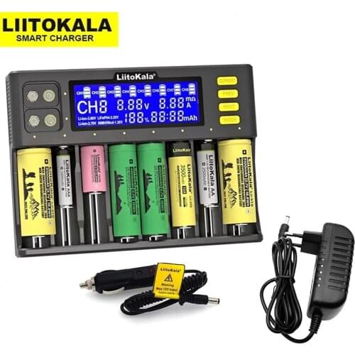 LiitoKala Lii-S8 Battery Charger Li-Ion 3.7V NiMH 1.2V Li-FePO4 3.2V IMR 3.8V charger for 18650 26650 20700 21700 26700 AA AAA