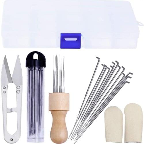 LMDZ Wool Felting Tools Kit, Needle Felting Tool and Supplies with Needle Felting Needles, Wood Handle, Scissors,Finger Cots