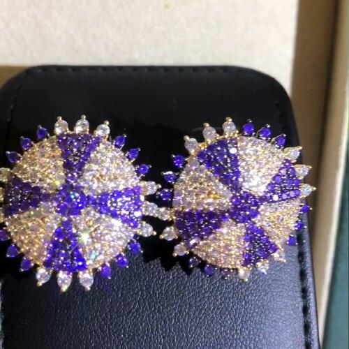 Missvikki High Quality Luxury Shiny Round Earrings For Women Wedding Party Dubai Bridal Earrings New Fashion Gift Jewelry