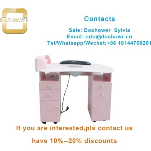 Salon furniture set with manicure table with dust collector for pink nail table