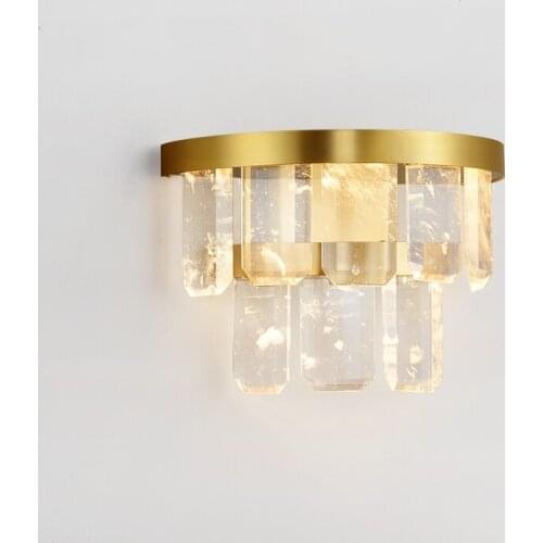 Living room wall lamp bedside lamp copper crystal light luxury wall lamp bedroom personality creative aisle lamp Nordic