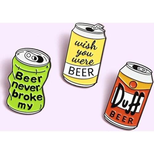 New Enamel Pin Custom Duff Beer Brooch Bag Clothes Lapel Pin Wish you were beer Badge Jewelry Gift for Friends