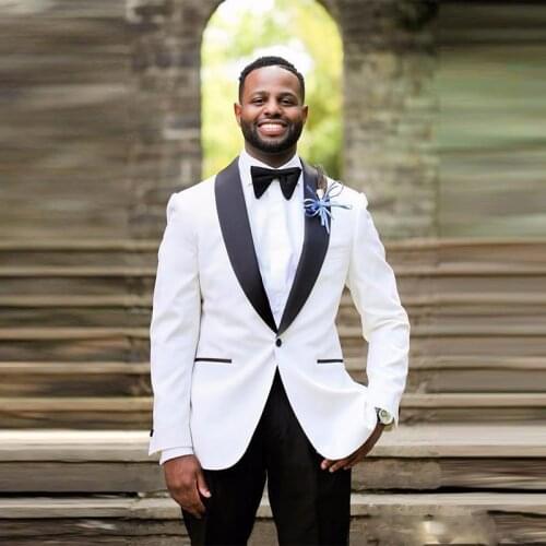 New High Quality One Buttons Groomsmen Shawl Lapel Groom Tuxedos 2 Piece Men Suits Wedding/Prom Best Man ( Jacket+Pants+Tie)