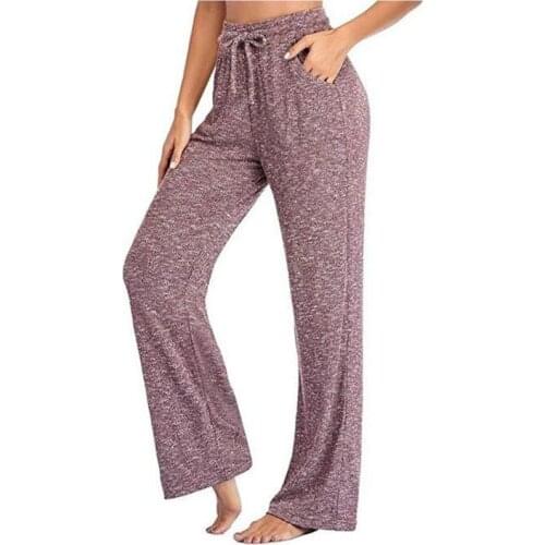 Solid Color Wide Leg Pants Trousers Elastic Yoga Long Sexy High Waist Women Fashion Casual Female Streetwear Loose All-Match