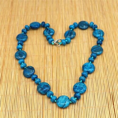 Wholesale Fashion Handmade 30 Color Natural Stone Necklace Synthetic Agates Flat Round Jewelry Power Stone Necklace