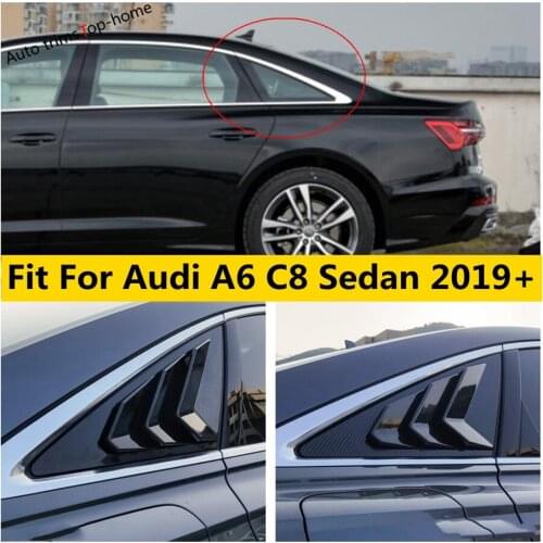 Pair Quarter Louver Vents Rear Side Window Shutter Black / Carbon Fiber Look Cover Kit Trim For Audi A6 C8 Sedan 2019 - 2021
