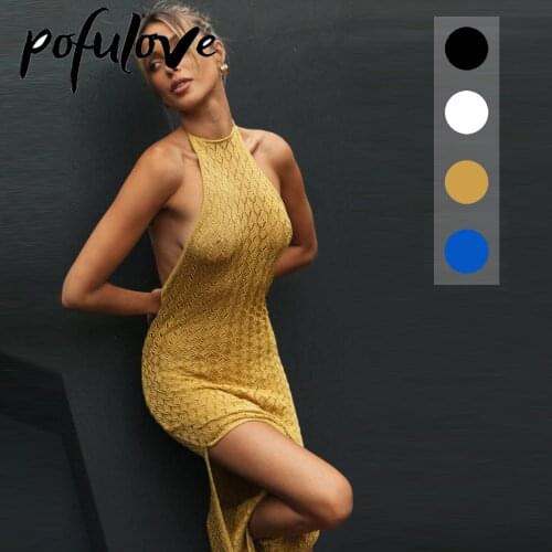 Модные вязаные платья POFULOVE China At AliExpress