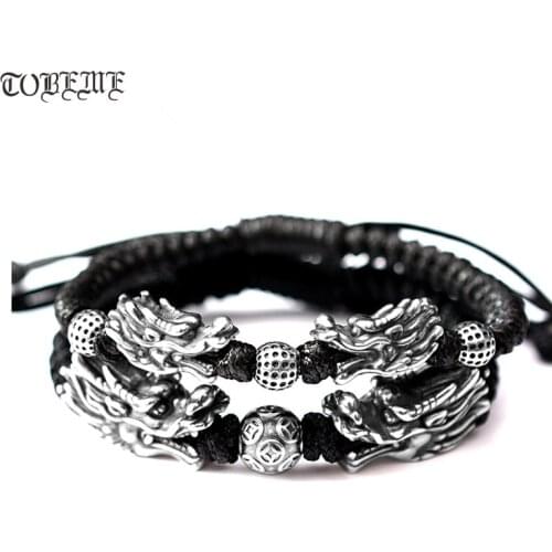 Handmade 999 Silver Dragon Bracelet Pure Silver Power Dragon Beads Bracelet Good Luck Bracelet