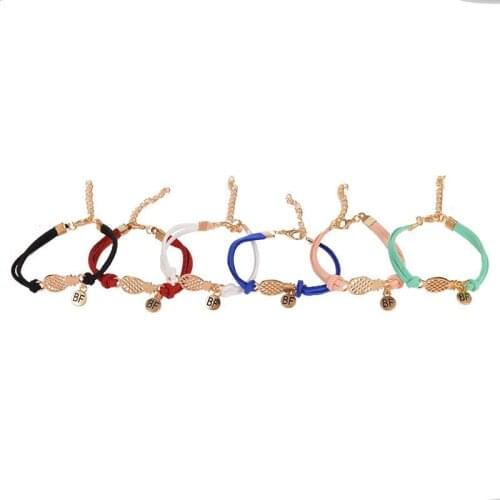 Blue Red Pink Lovely Cute Pineapple Double Leather Chains "Bf" Letter Adjustable Bracelets For Women