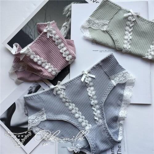 SP&CITY Japan Style Bow Cute Lace Girls Underwear Sweet Women Cotton Sexy Panties Tanga Soft Breathable Seamless Briefs Lingerie