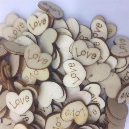 1000PCS Wooden Love Heart Wedding Table Scatter DIY Craft Accessories Rustic Wedding Party DIY Decoration Favor Scrapbooking