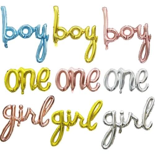 Baby gender reveal party letter balloon baby boy girl one decorative conjoined English letter aluminum film balloon wholesale