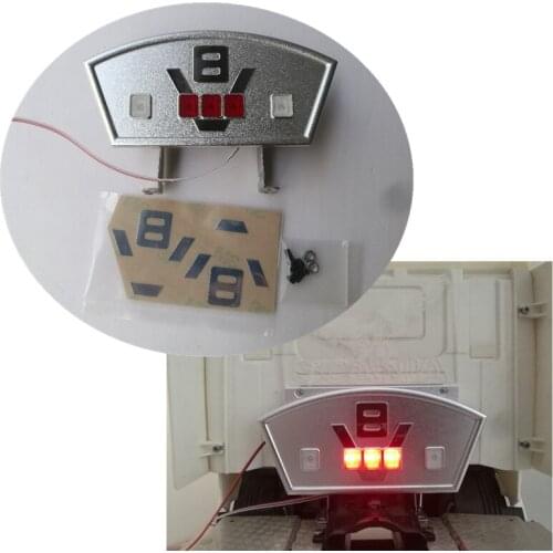 1/14 Rc Trucks Cabin Magnetic Buckle + Led Lamp V8 Logo Lights For Radio Control Toys Tractor Trailer Tamiya Scania R620 R730