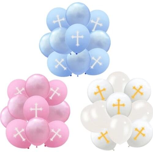 10PCs/lot Happy Easter latex Balloons Blue Pink white Easter Cross Ballons Heart Party Decoration Baloon God Bless Holy S