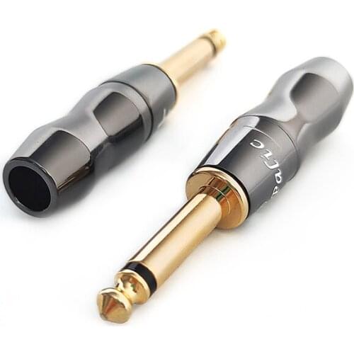 10pcs QINCROWN Hi-end 24K Gold Plated Audio Plug 2 core 1/4" Plug 6.5MM Audio Jack Plug Connector for 8mm max cable