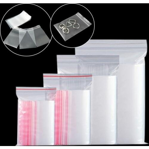 100pcs Zip Lock Plastic Bags Clear Reclosable Jewelry Food Storage Bag Transparent Kitchen Package Bag Ziplock Bag