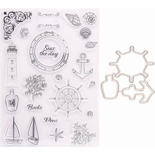 15x21cm Sea Nautical Transparent Seal Clear Stamps Cutting Dies Roller Stamps DIY Scrapbook Album / Card Production Easter