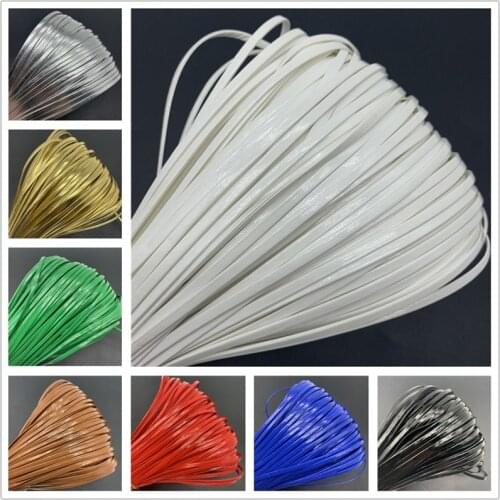 2mm 3mm 4mm 5yards/Lot Colorful PU Leather Cord Rope Flat Rope For Jewelry Making Fit Shamballa Bracelet Necklace