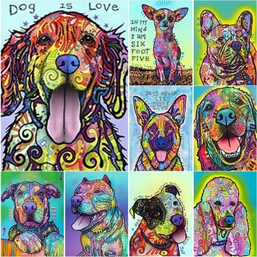 5D DIY Animal Diamond Painting Full Square Round Drill Cute Dog Diamond Embroidery Scenery Cross Stitch Home Decor Manual Gift